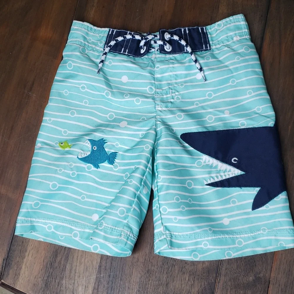 Gymboree Shark Toddler Bow Swim Trunks Shorts Sz 4T
